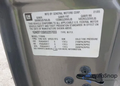 2005 Chevrolet Trailblazer Ls from USA, damaged, VIN 1GNDT13S652257033